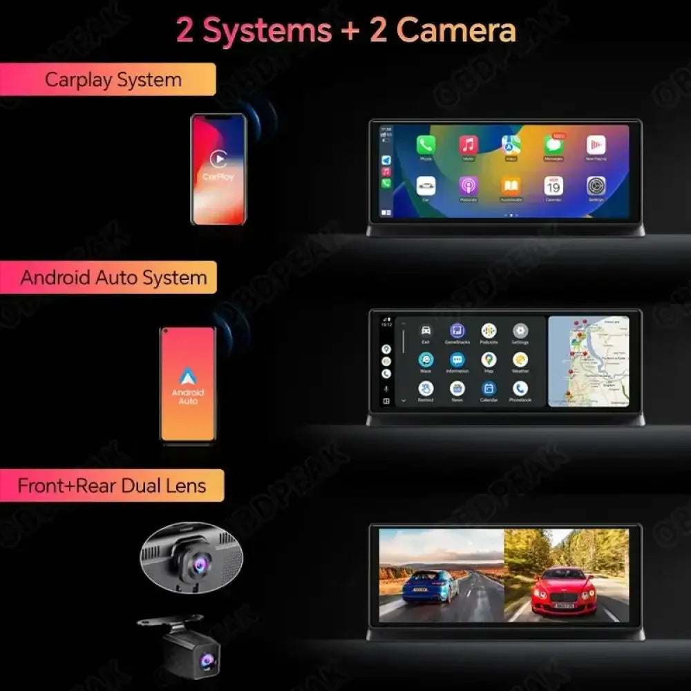 IPhone 14 Pro Max with 11.3’’ 4K dual lens dash cam and wireless CarPlay