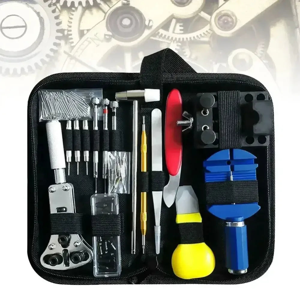 147pcs Watch Repair Tool Kit with Case Opener, Strap Remover, Spring Pins, Screwdrivers & Storage Bag - Ninjanew