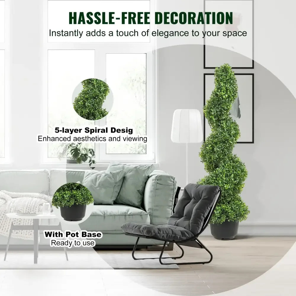 2-Pack Artificial Boxwood Spiral Topiary Tree | 24/36/48in High, Realistic & UV Resistant PE - Ninjanew