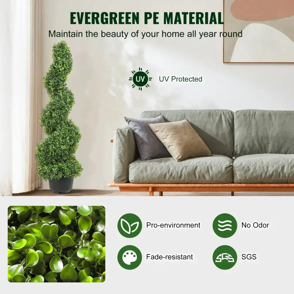 2-Pack Artificial Boxwood Spiral Topiary Tree | 24/36/48in High, Realistic & UV Resistant PE - Ninjanew