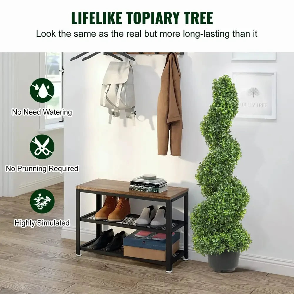 2-Pack Artificial Boxwood Spiral Topiary Tree | 24/36/48in High, Realistic & UV Resistant PE - Ninjanew