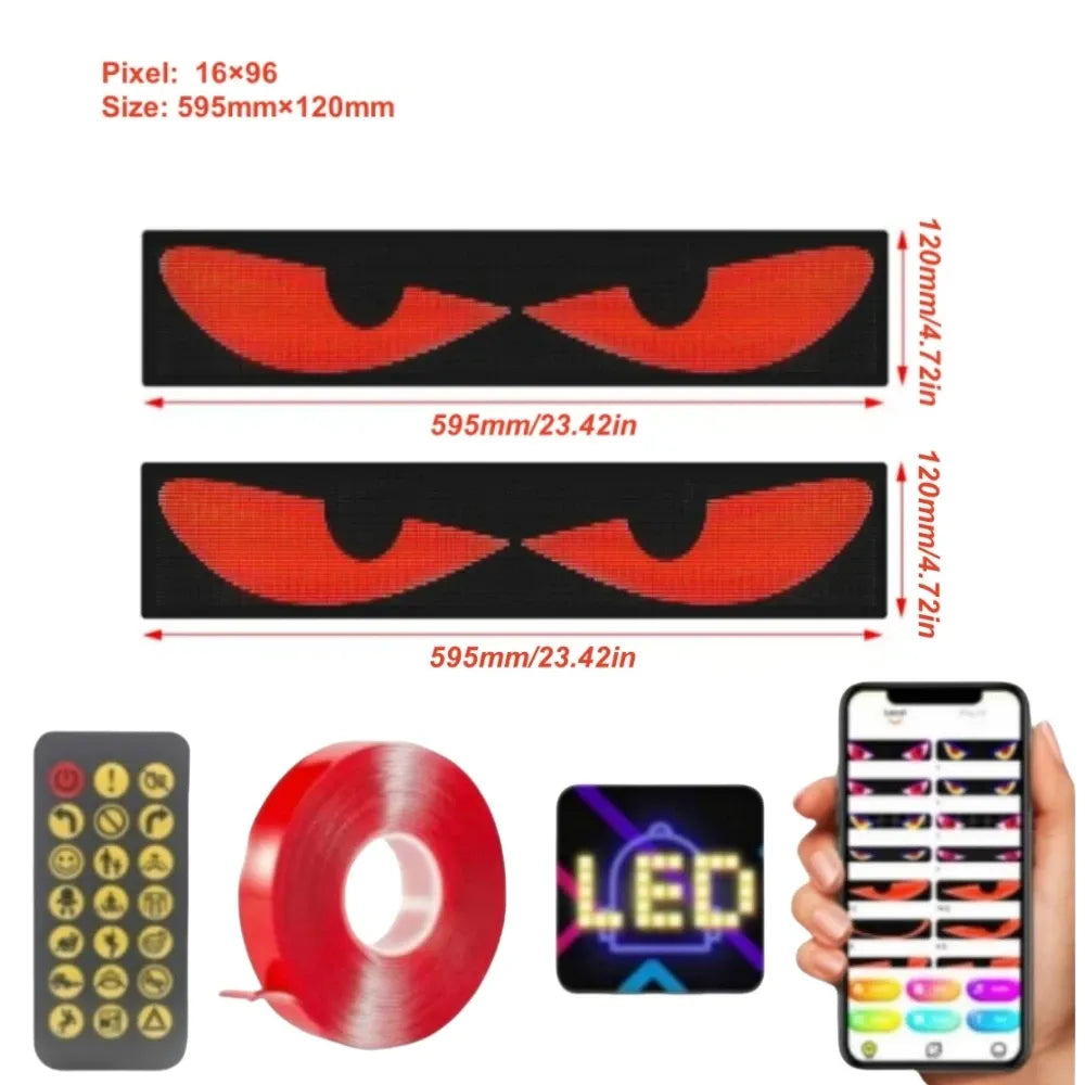 2 pcs animated LED eye lights for cars, wireless blinking with app