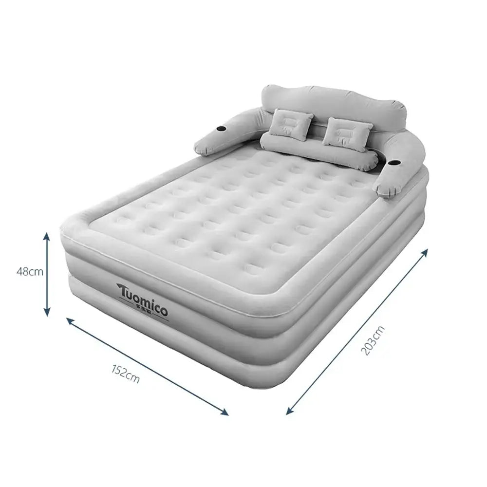 2-Person Camping Air Bed with Backrest 48cm High Inflatable Mattress for Indoor/Outdoor