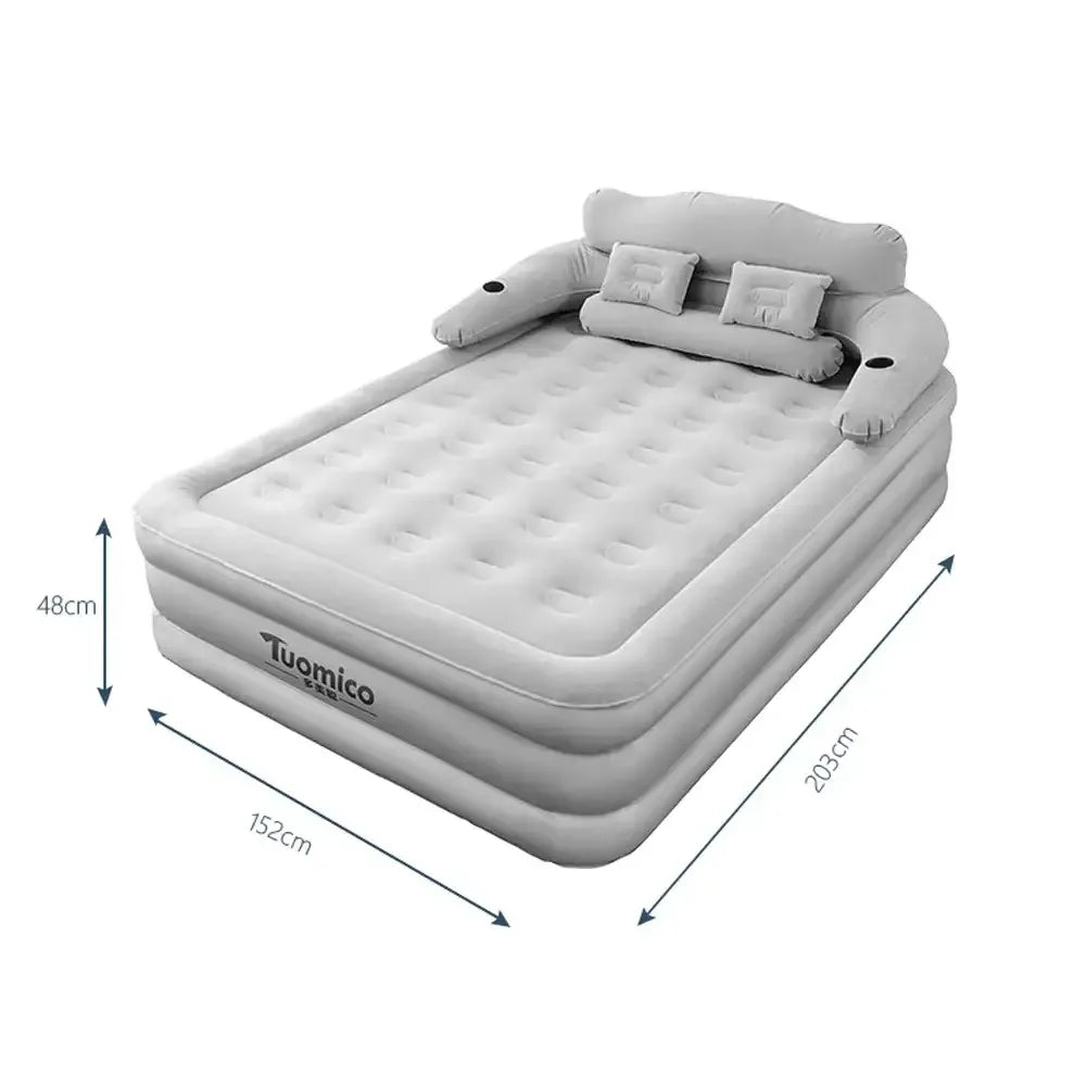 2-Person Camping Air Bed with Backrest 48cm High Inflatable Mattress for Indoor/Outdoor - Ninjanew