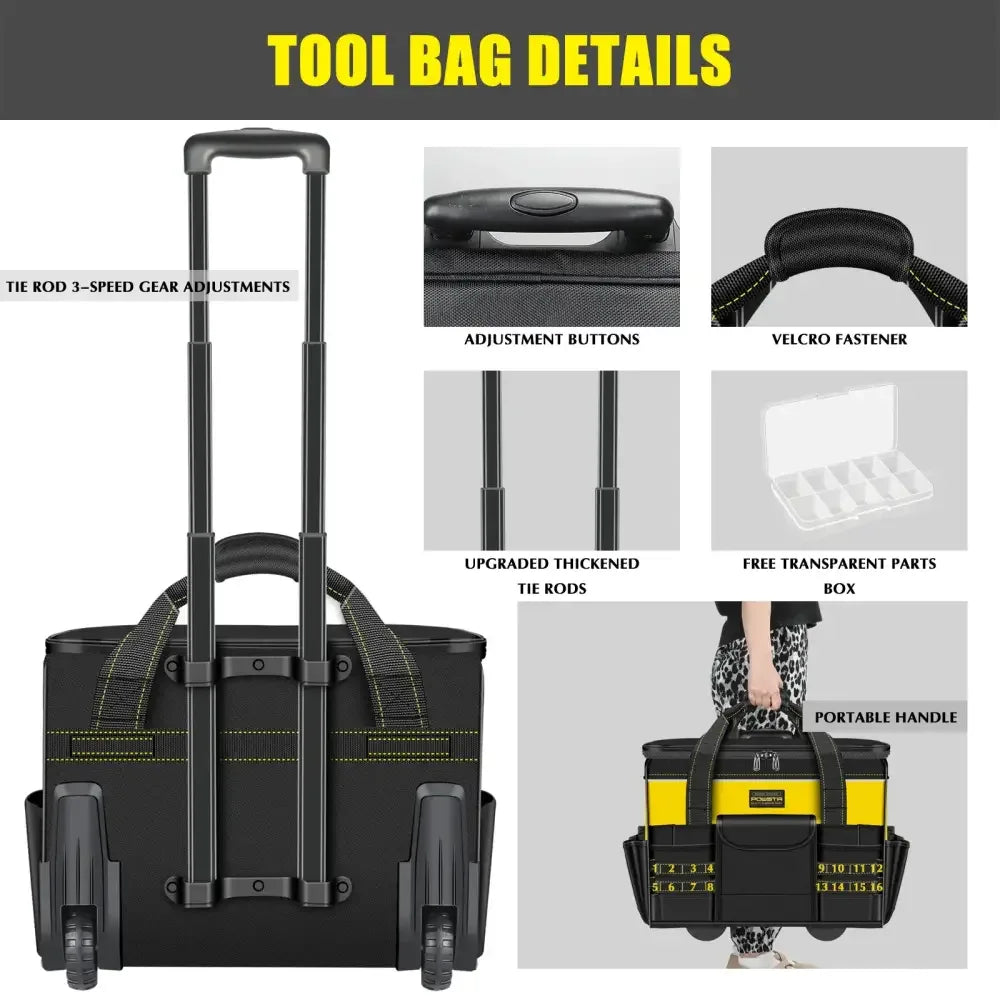 21" Rolling Tool Bag with Wheels - Ninjanew