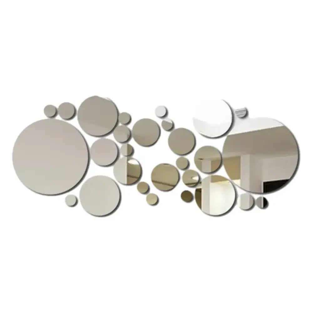 26-Piece 3D Acrylic Mirror Wall Stickers Round DIY Mirror Decor for Home - Ninjanew