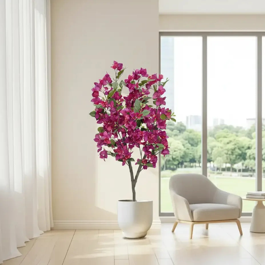 3.94FT Artificial Bougainvillea Tree | Rose Red Faux Tree for Studio, Home & Patio Decor - Ninjanew