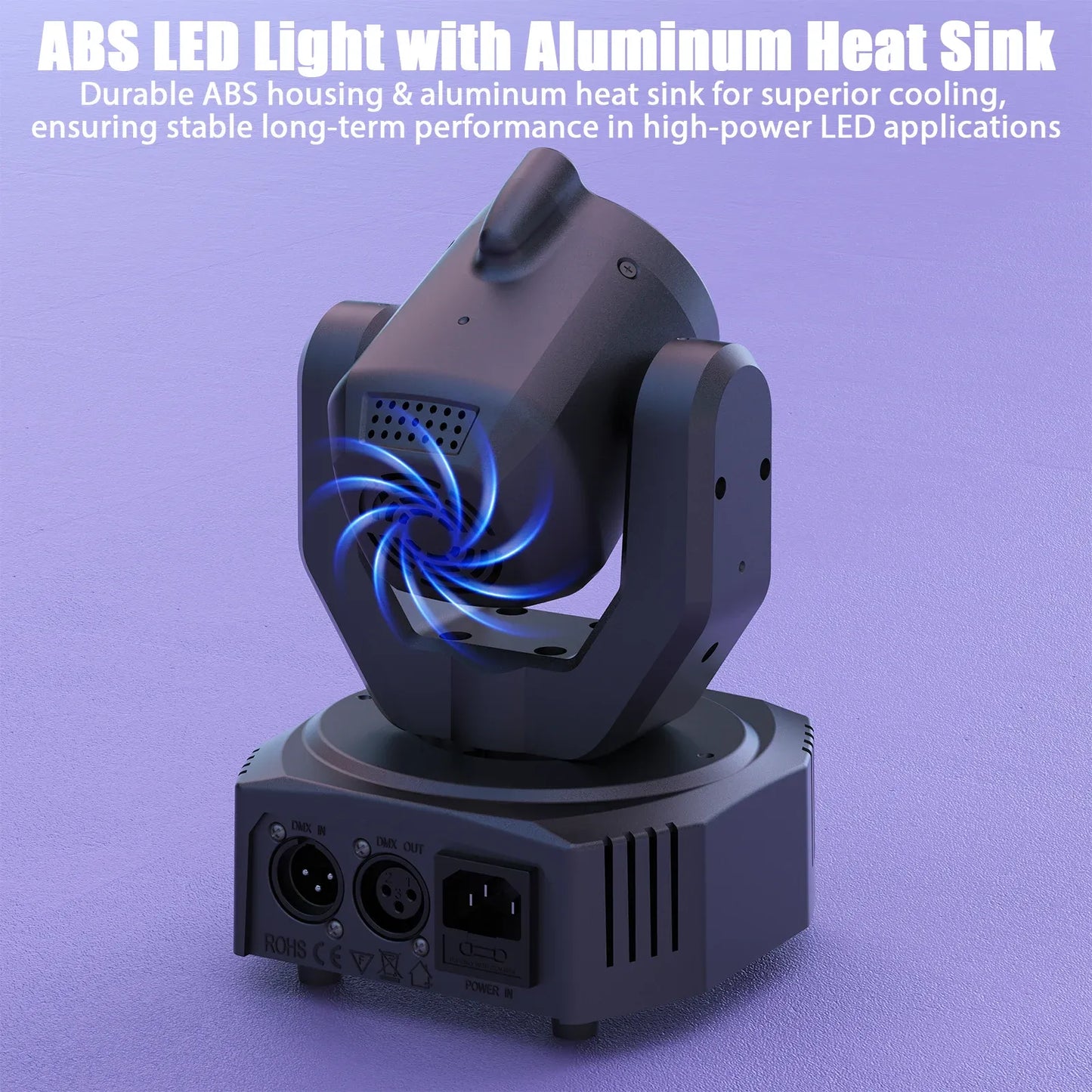 30W RGB moving head light with ABS LED, aluminum heat sink, black gray design