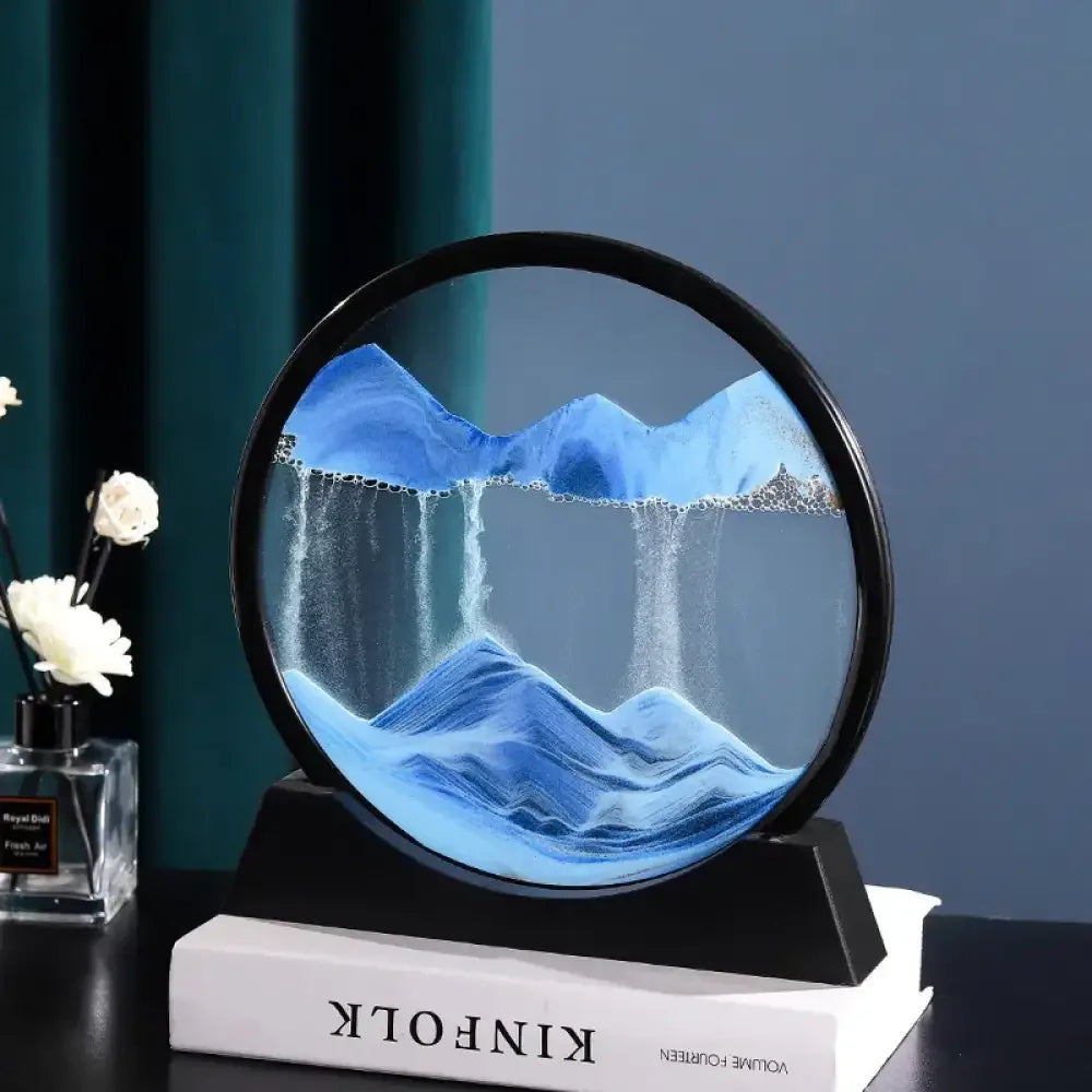 3D Moving Sand Art Lamp with Blue Glass Sand Wave