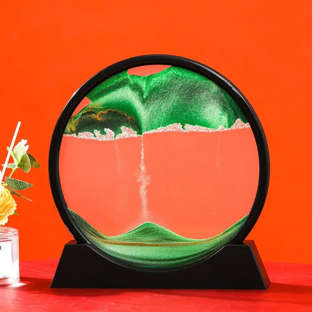 3D moving sand art lamp with green sand volcano model