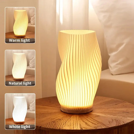 3D Pleated LED Desk Lamp 3-Color, 3-Level Dimmable Bedside Light - Modern Style