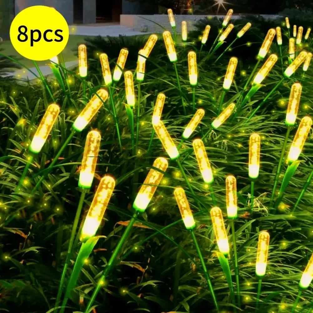 4/8 Pcs Solar Reed Garden Lights | IP44 Waterproof, Auto-On LED for Pathway & Holiday Decor - 8pc