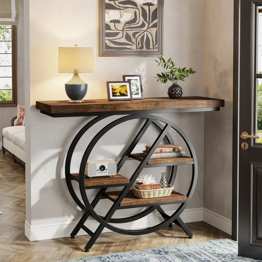 4-Tier Industrial Console Table