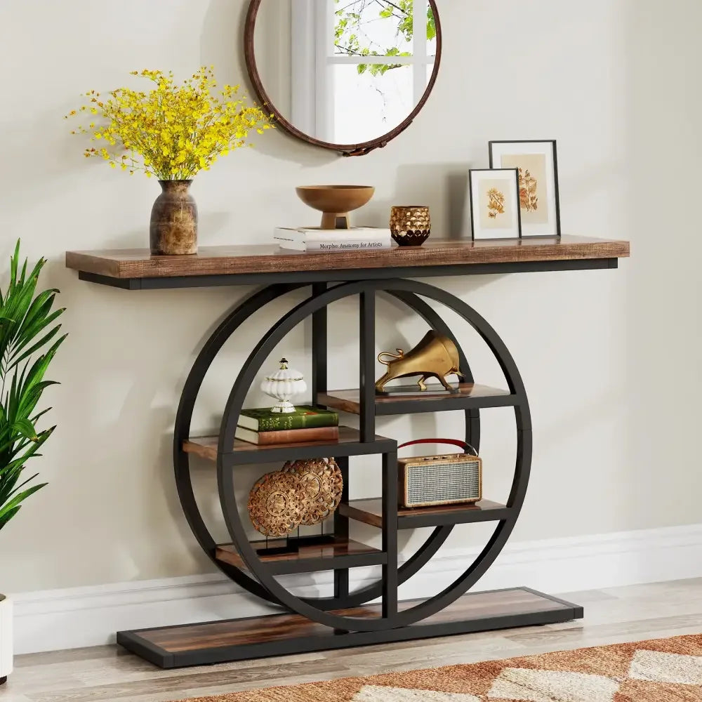 4-Tier Industrial Console Table - Brown 3