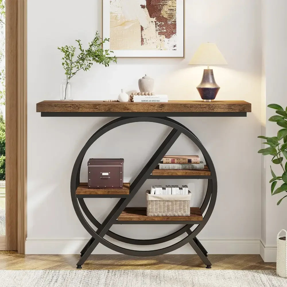 4-Tier Industrial Console Table - Brown 1