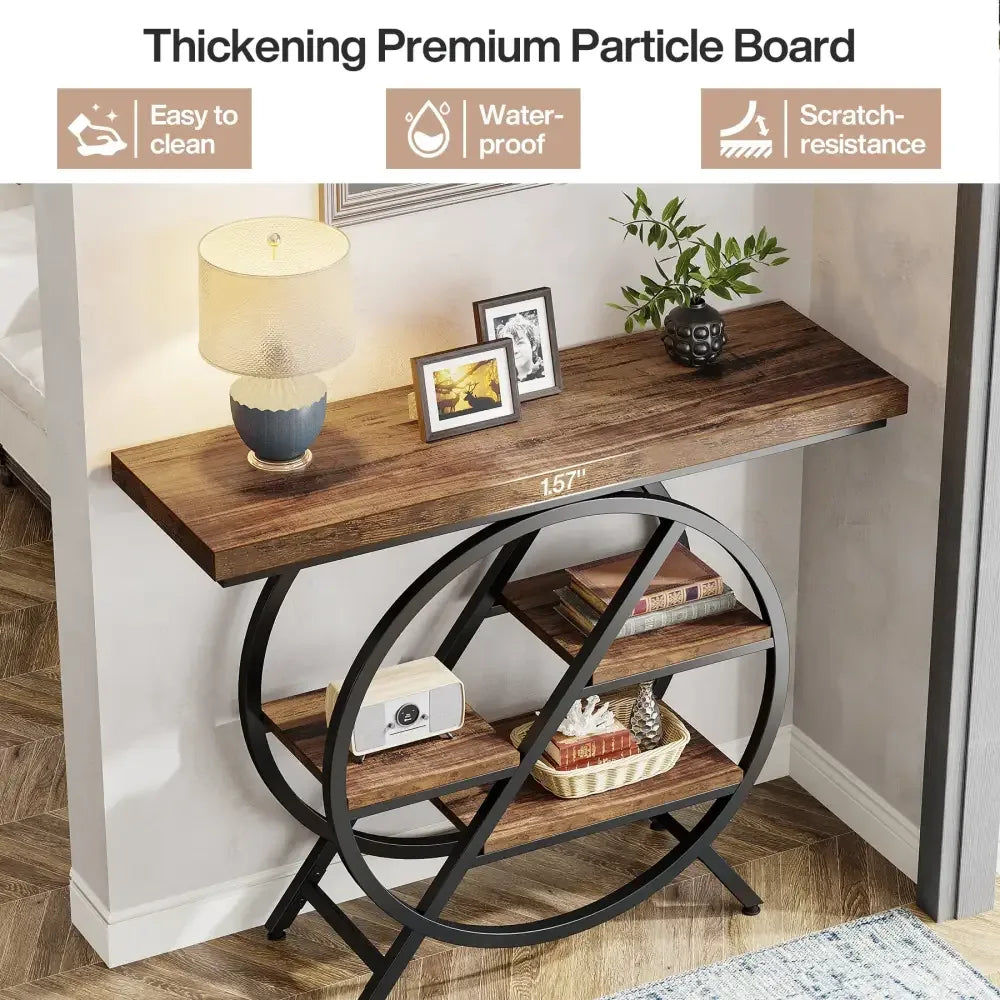 4-Tier Industrial Console Table - Brown 1