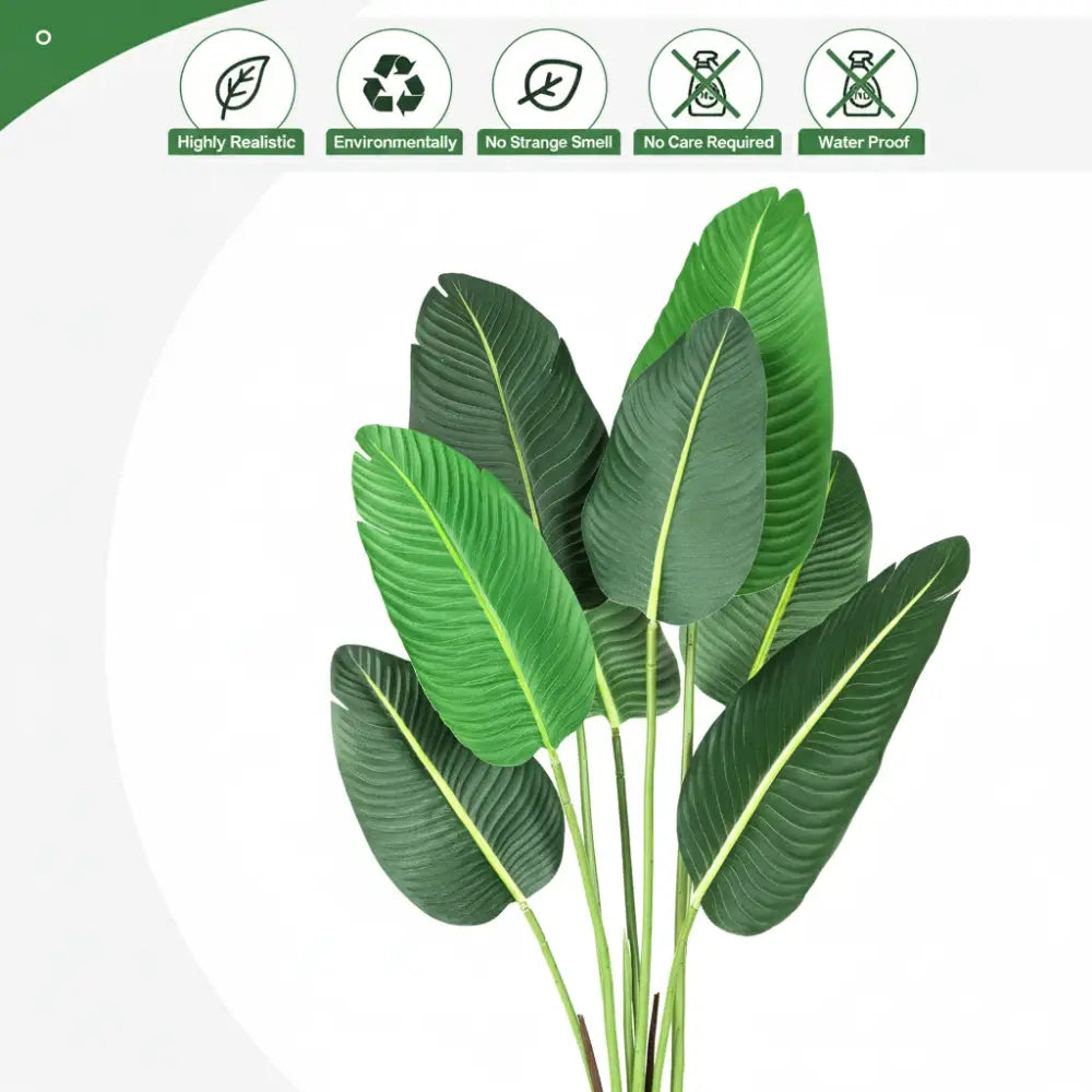 4Ft Artificial Bird of Paradise Plant | Fake Tropical Palm Tree w/ 8 Trunks & Banana Leaves
