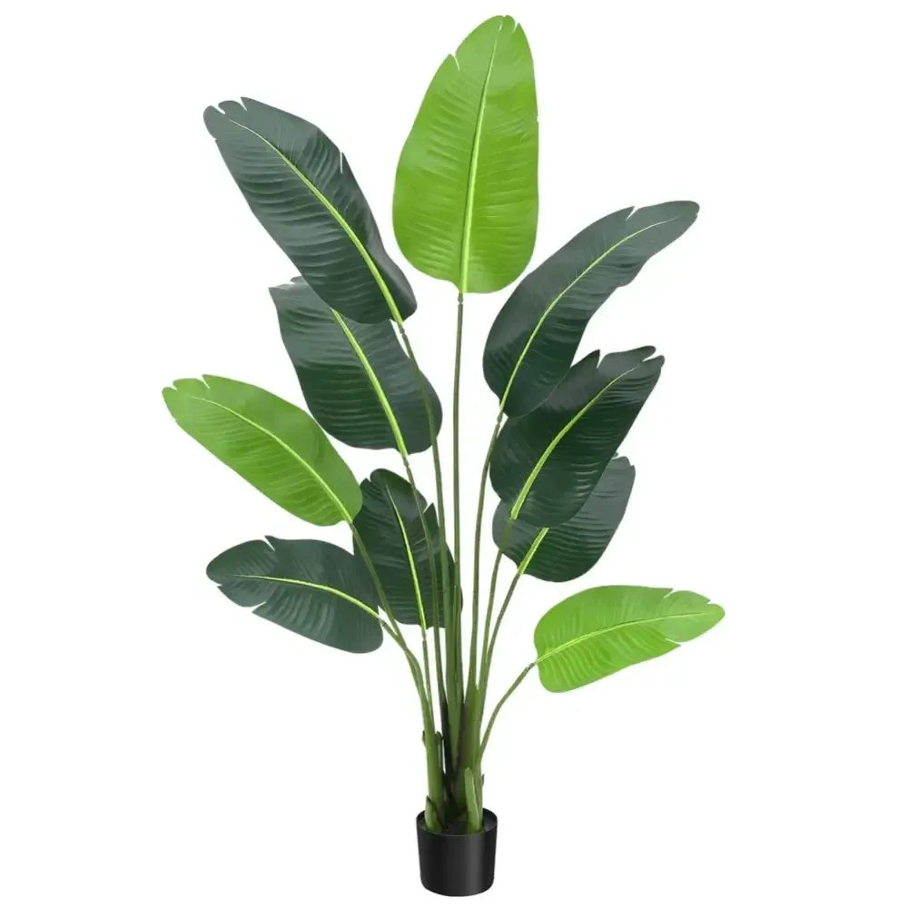 5 FT Artificial Bird of Paradise Plant | Fake Tropical Palm Tree for Indoor/Outdoor Decor -