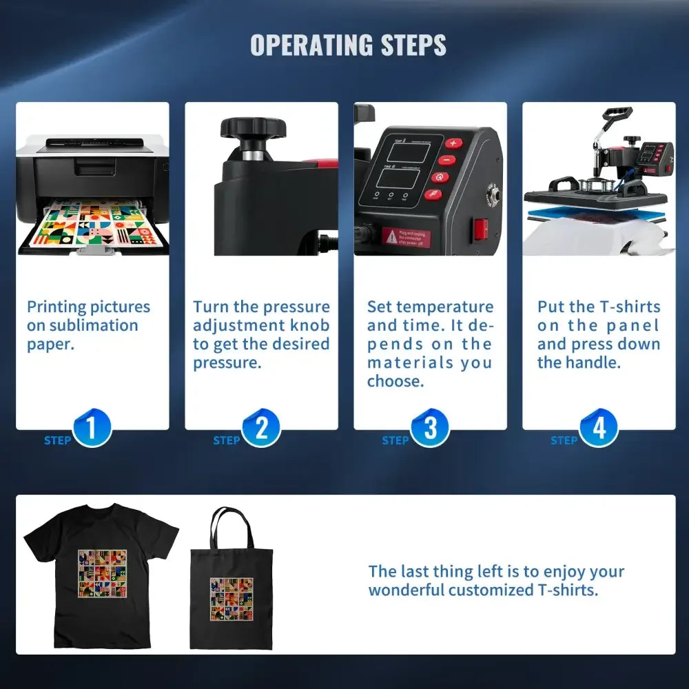 5-in-1 Professional Clamshell Heat Press Machine | 12"x15" Digital Sublimation Printer for T-Shirts, Mugs, & Hats -