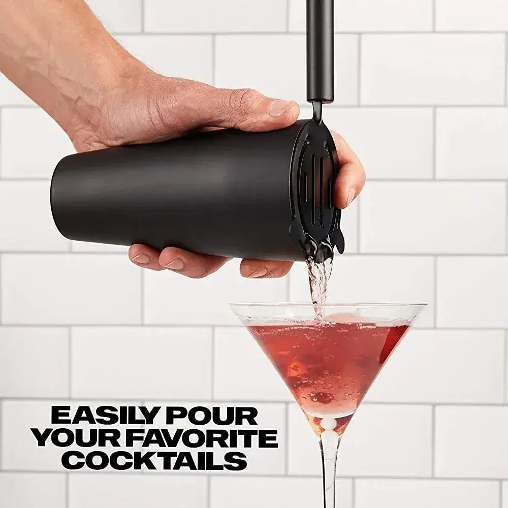 8-Piece Matte Black Cocktail Shaker Set – Martini Drink Mixer Bartender Kit with Barware Tools for Home Bar -