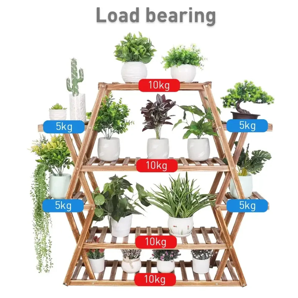 8-Tier Solid Wood Plant Stand Large Multi-Tier Bonsai Shelf for Indoor Outdoor -