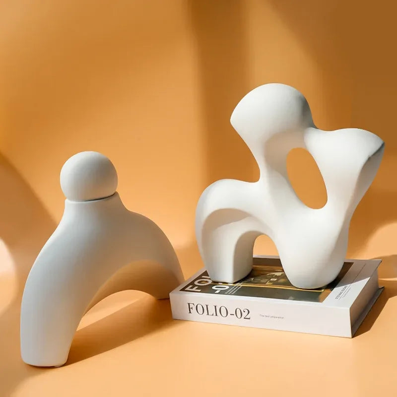 Abstract Rockery Sculpture Set – Minimalist Ceramic Form Decor for Modern Interiors - Style A