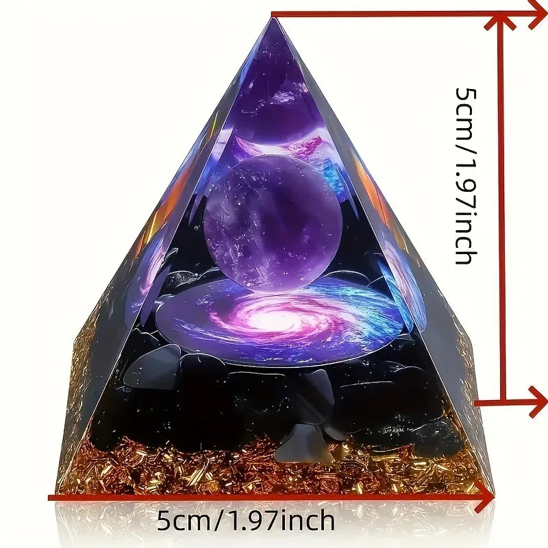 Amethyst Crystal Ball Pyramid Stress Relief & Wealth Home Decoration -