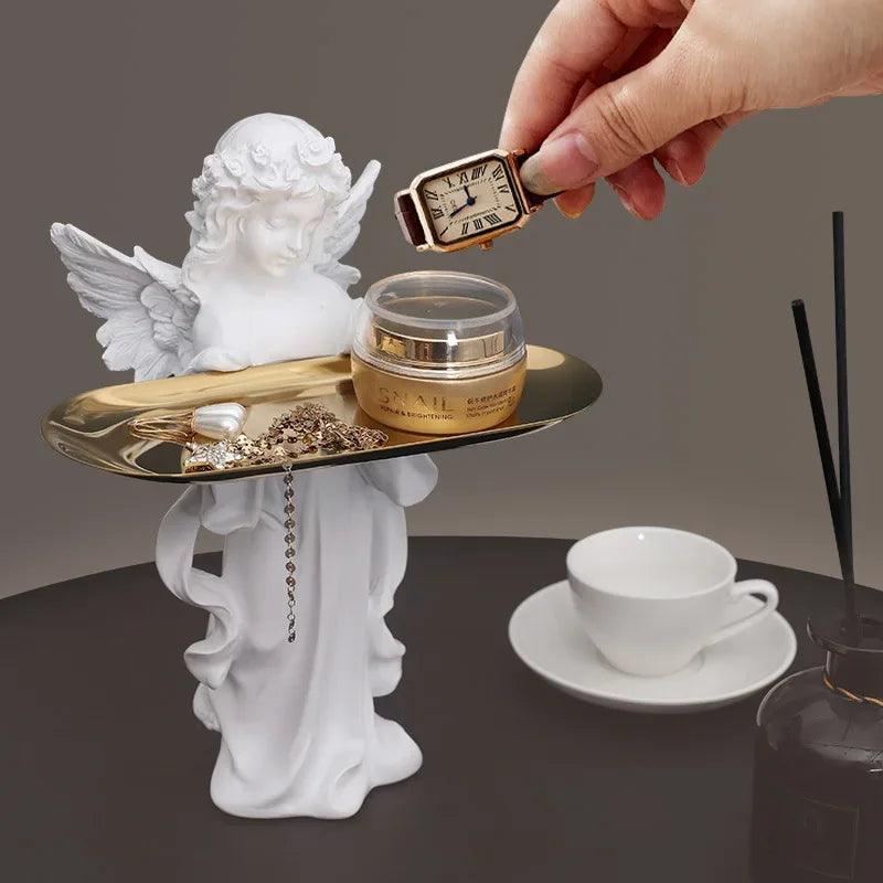 Angel Sculpture Tray – Classical Resin Decorative Accent -