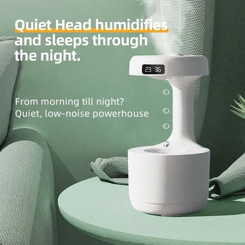 Anti-Gravity Water Drop Humidifier Creative Backflow Desktop Air Mist Maker - White