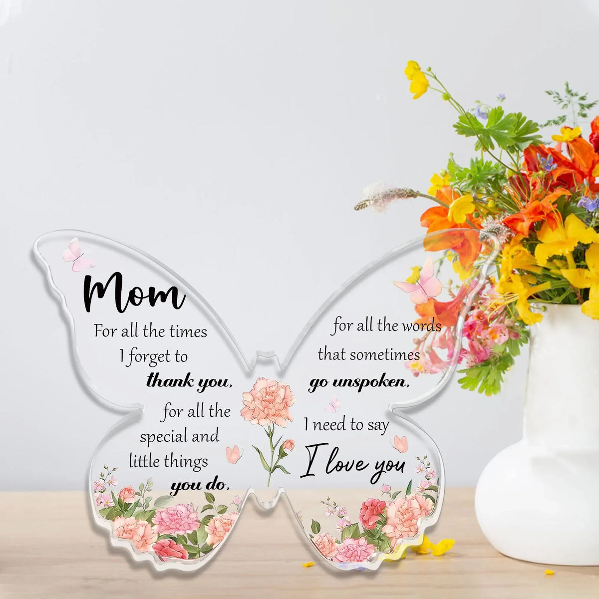 Delicate Butterfly Acrylic Mom Gift Birthday & Mother’s Day Desk Decoration -
