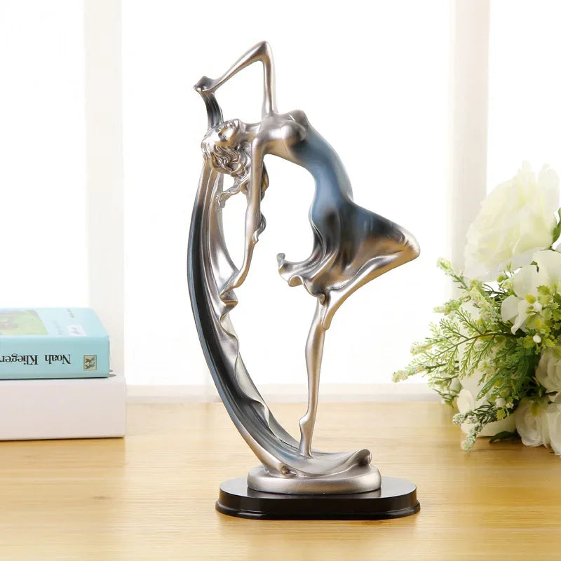 Elegant Dancer Sculpture – Contemporary Resin Art Accent - Blue