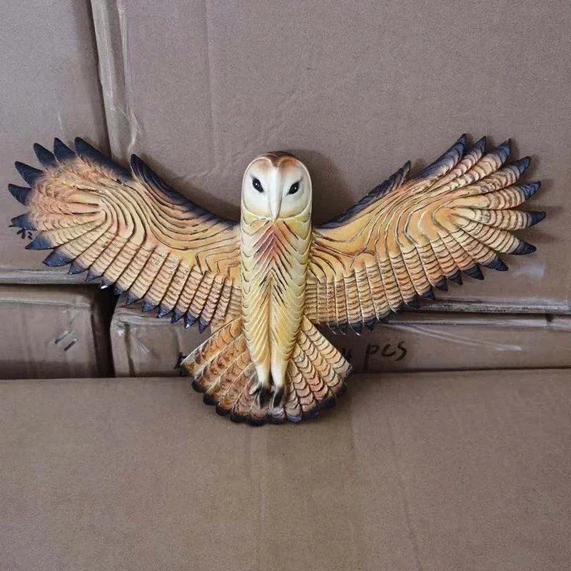 Flying Owl Wall Sculpture – Handcrafted Resin Statement Art -