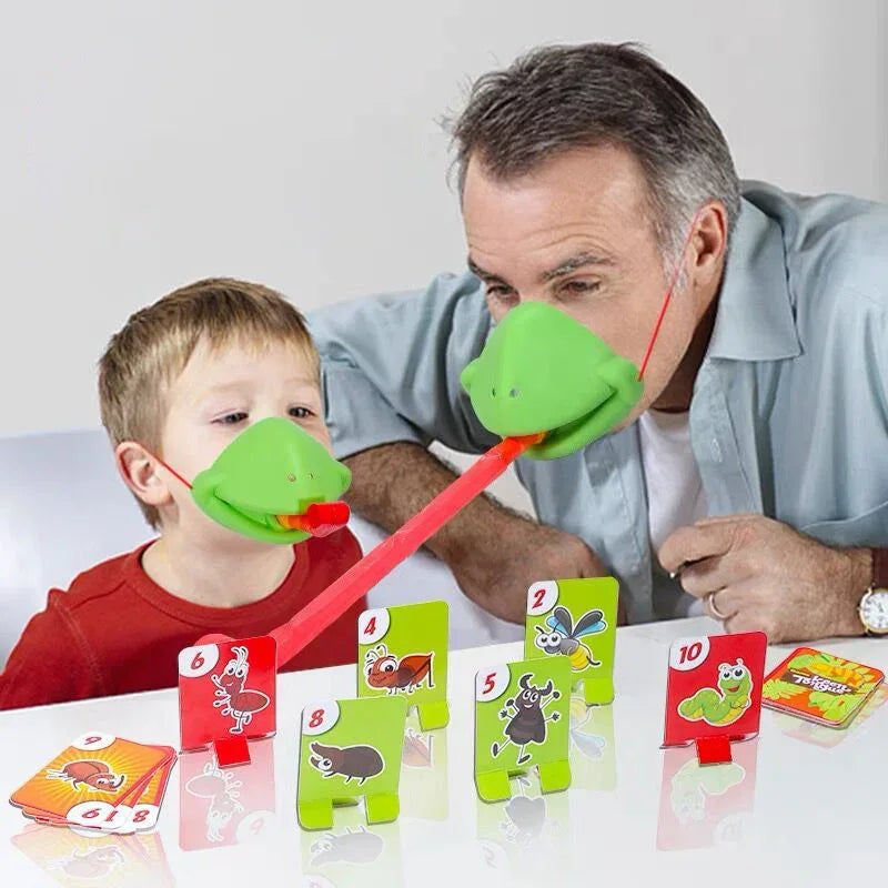 Frog Lizard Mask Tongue Game Interactive Family Party Board Game & Toy - 2 Person Battle