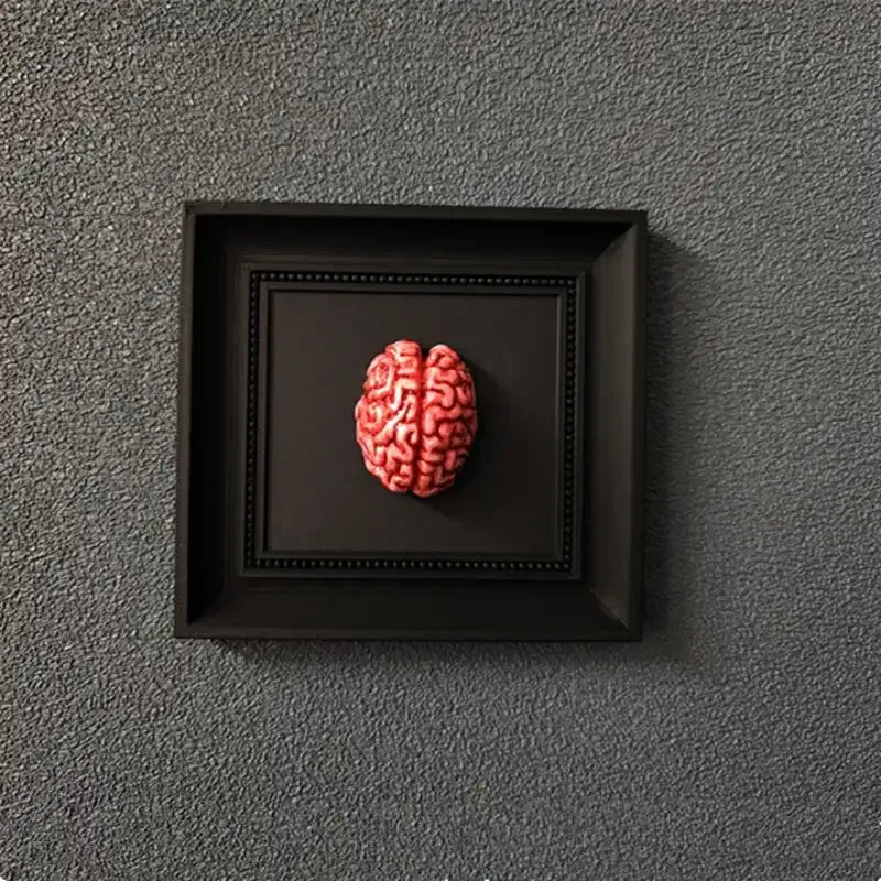 Gothic Steampunk Brain Wall Art – 3D Framed Brain Sculpture Decor -