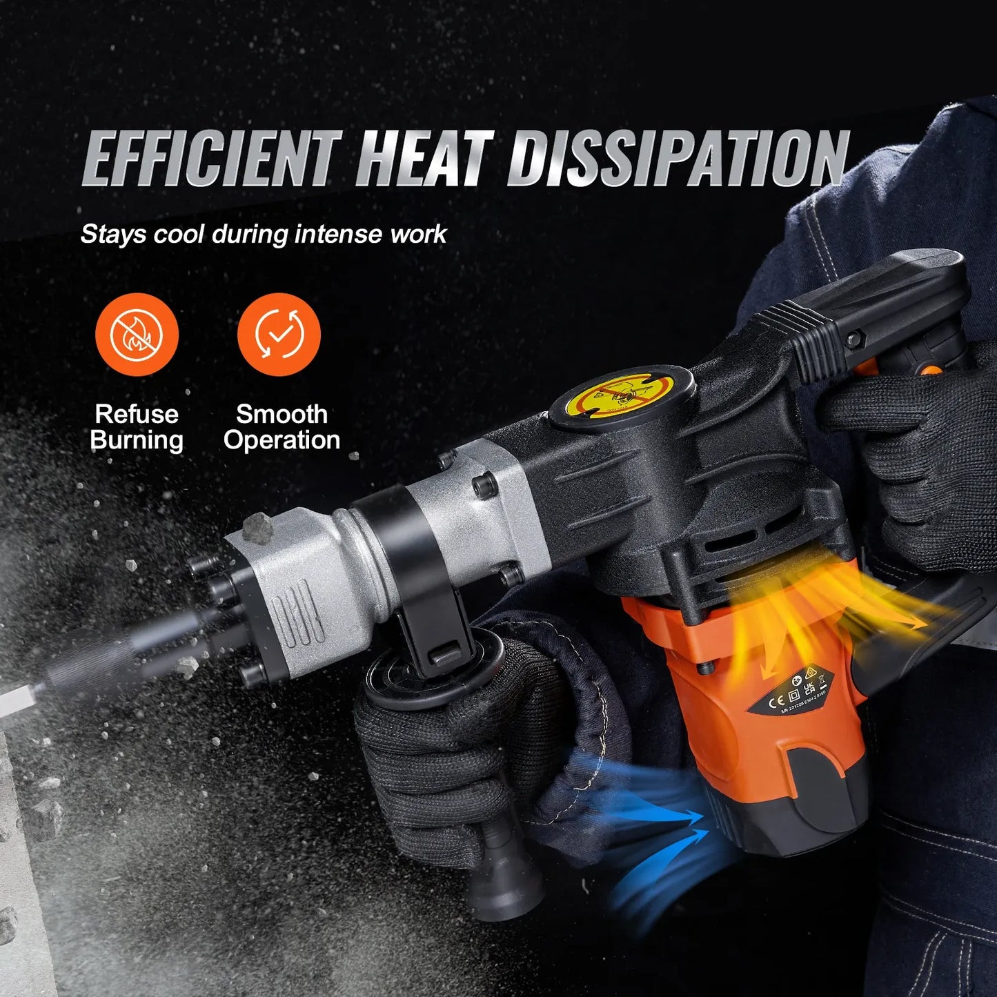 1400W Heavy-Duty Demolition Jack Hammer | 2900 BPM Electric Concrete Breaker with 2 Chisel Bits