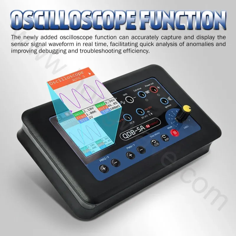 QDB-5A Automotive Actuator Tester with Oscilloscope, Multimeter, PWM Signal Generator & Ignition Coil Driver