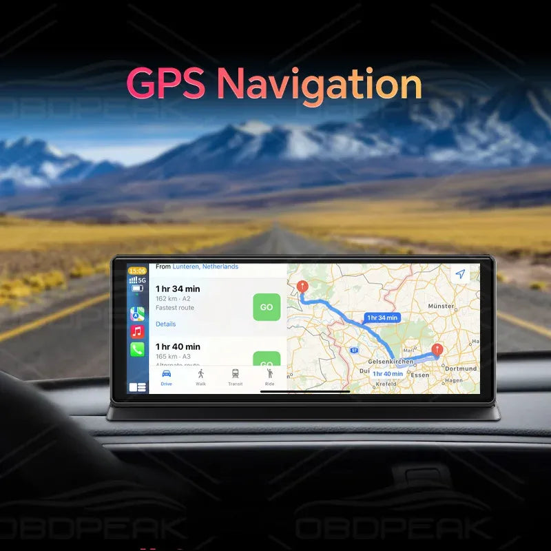 11.3" 4K Dual Lens Car DVR Dash Cam with Wireless CarPlay & Android Auto, GPS, 5G WiFi, FM & AUX