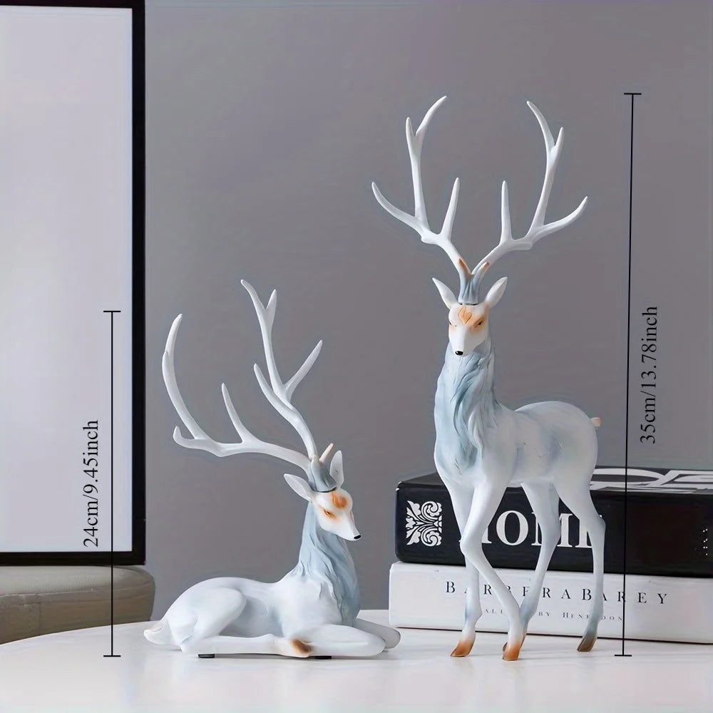 Modern Deer Sculpture on a surface with dimensions displayed