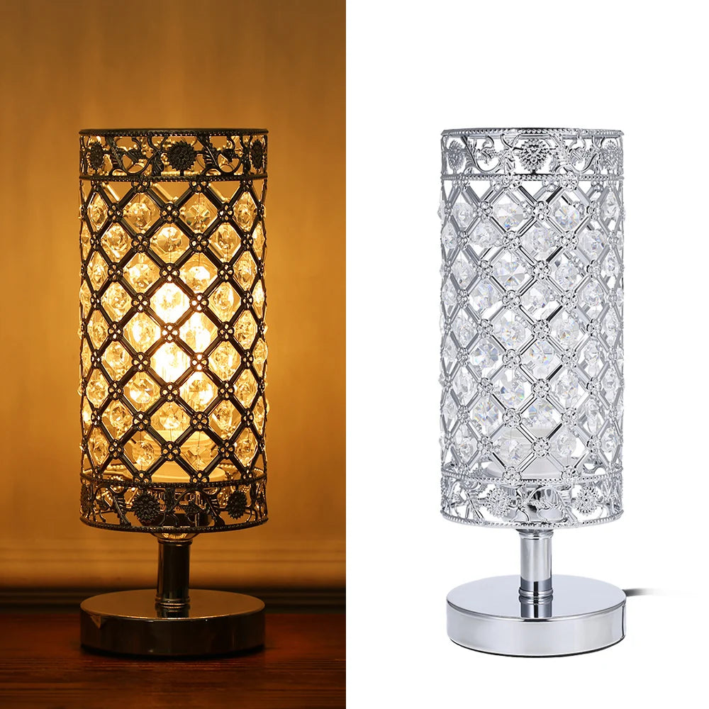 Crystal Silver Bedside Table Lamp Decorative K5 Crystal Desk Light E26
