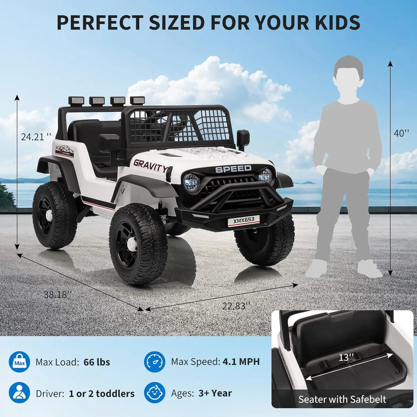 12V Kids' Ride-On Truck Electric Vehicle with Remote Control & LED Lights