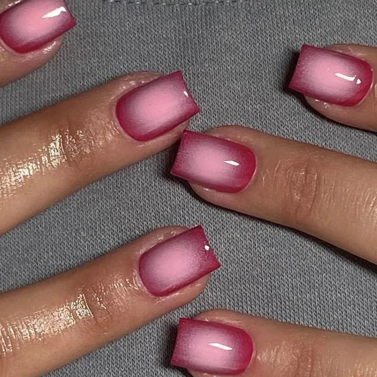 24pcs Spring Flower & Butterfly Press-On Nails Short Square French Tips - Ninjanew