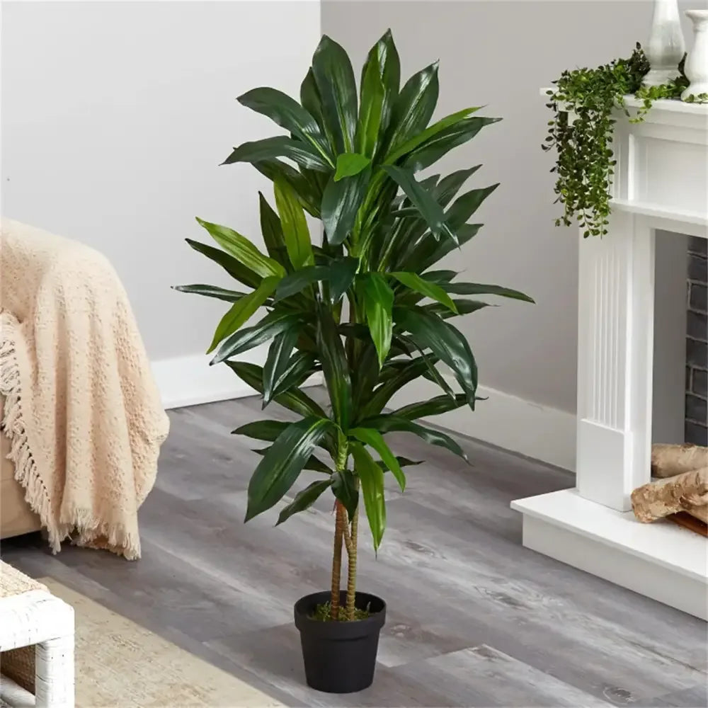 Adjustable Artificial Dracaena Plant | 120cm/150cm Tall Fake Tree in Pot for Home & Office - 1.2m Green-red