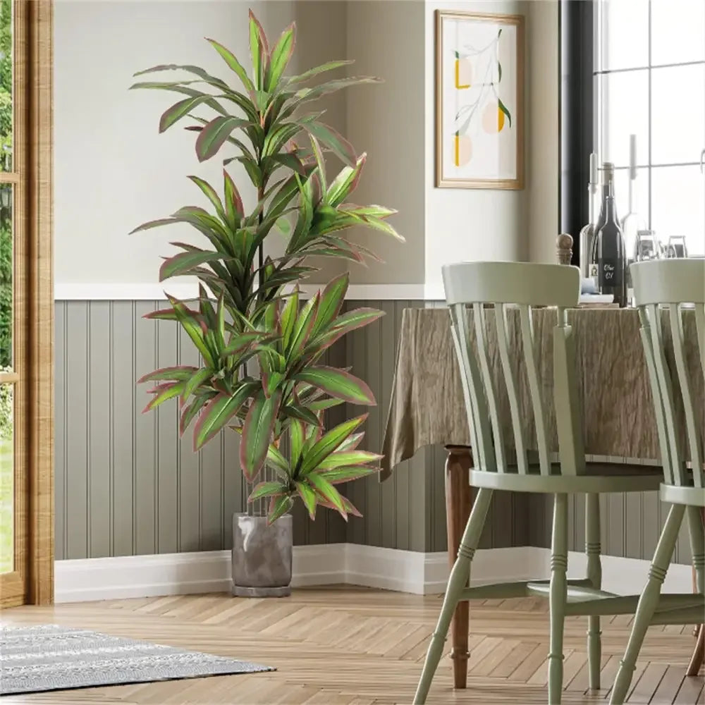 Adjustable Artificial Dracaena Plant | 120cm/150cm Tall Fake Tree in Pot for Home & Office - 1.2m Green-red