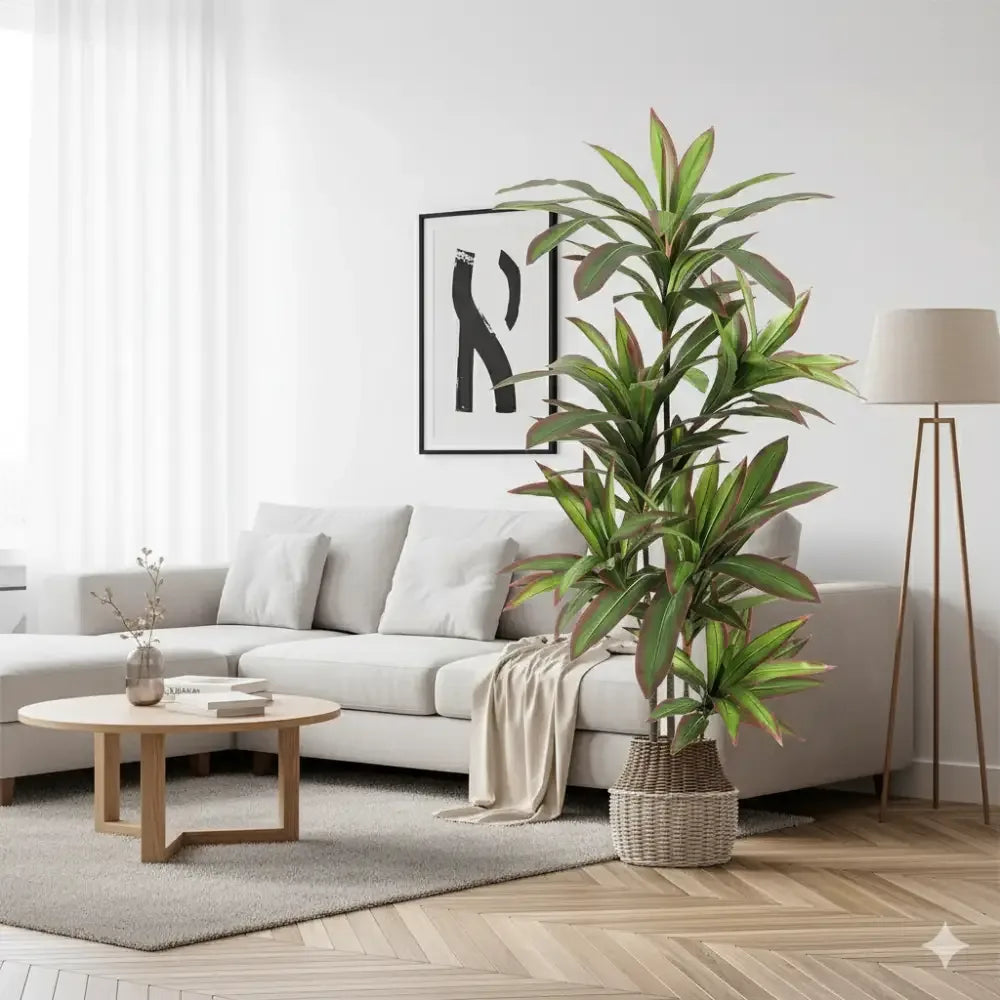 Adjustable Artificial Dracaena Plant | 120cm/150cm Tall Fake Tree in Pot for Home & Office - 1.2m Green-red