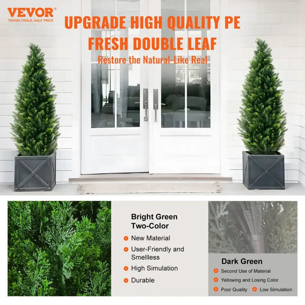 Artificial Cedar Topiary Tree | Evergreen Fake Pine Cypress Set for Home & Outdoor - 36 inch