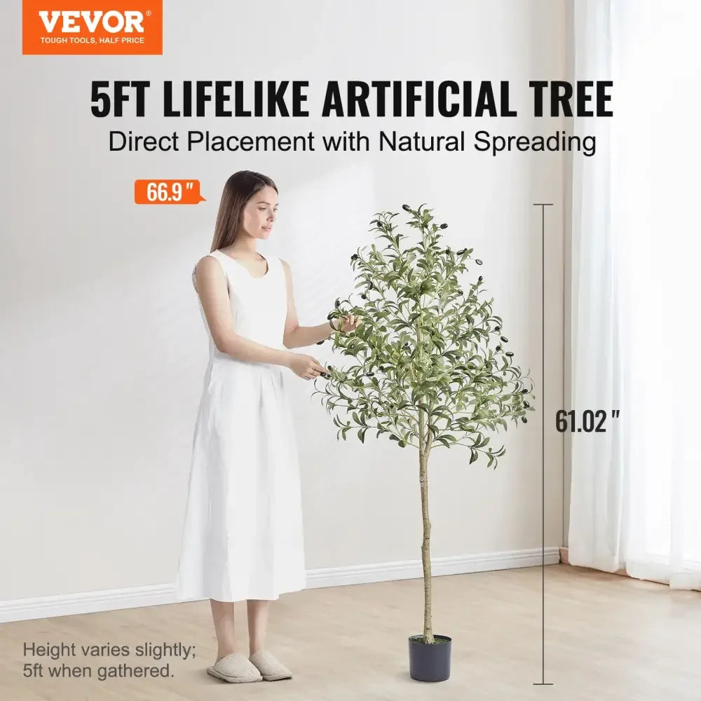 Artificial Olive Tree | Anti-Tip, Low-Maintenance Faux Plant for Home Decor - 5ft type