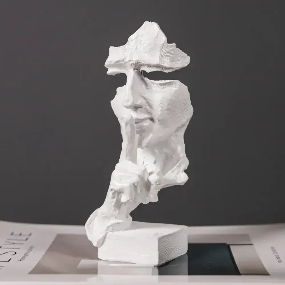 ARTLOVIN Vintage Thinker Figurine Abstract Face Art Sculpture - A -white