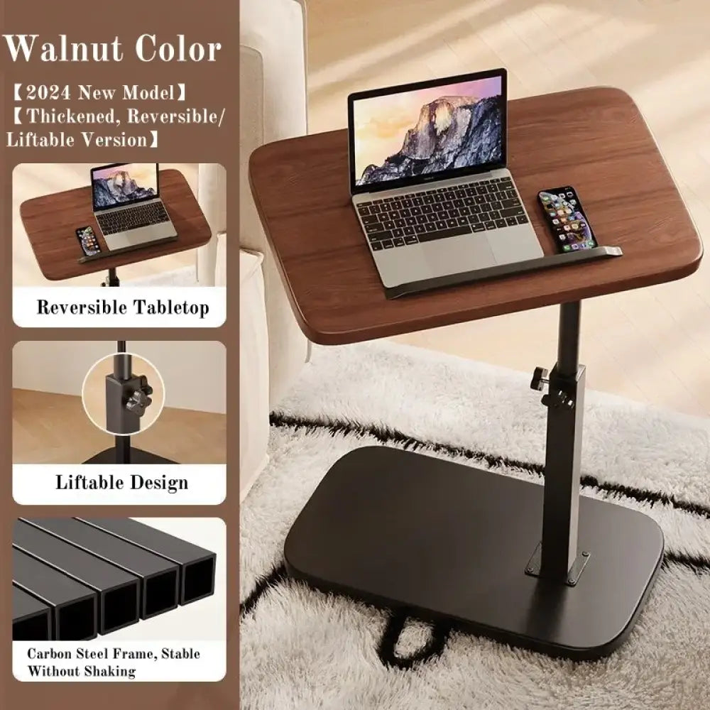 C-Shape Liftable & Reversible Side Table Modern Laptop Desk, Coffee Table, & Nightstand