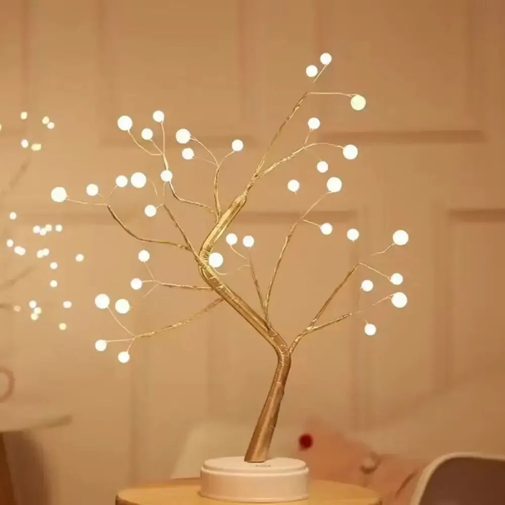 Cherry Blossom Tree Night Light Artificial Bonsai LED Lamp with Touch Switch - ball