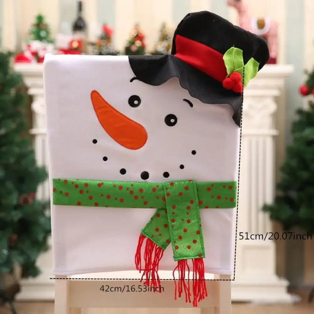 Christmas Chair Covers - balck hat snowman